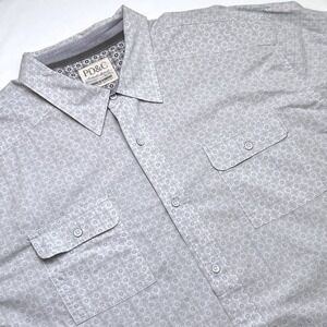 PD&C Mens Button Down Shirt Grey White Size XXL Business Casual Classic Cotton